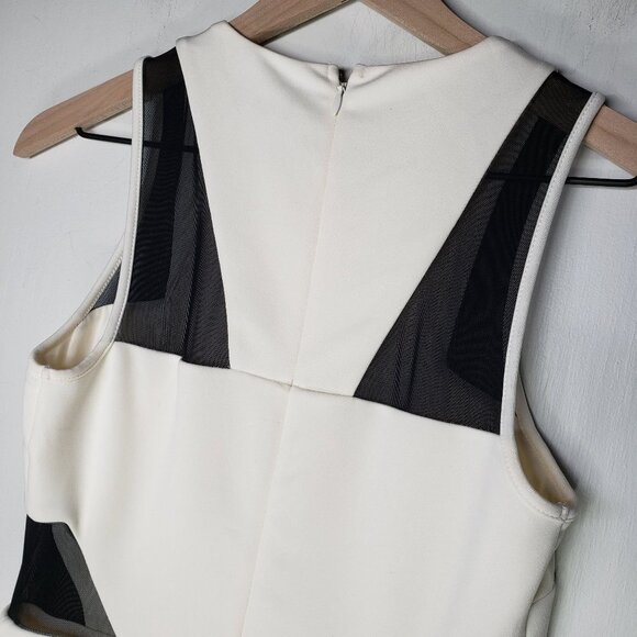 NEW Express Ivory Black Mesh Cutout Sheath Mini Dress Sleeveless NWT - Picture 10 of 12
